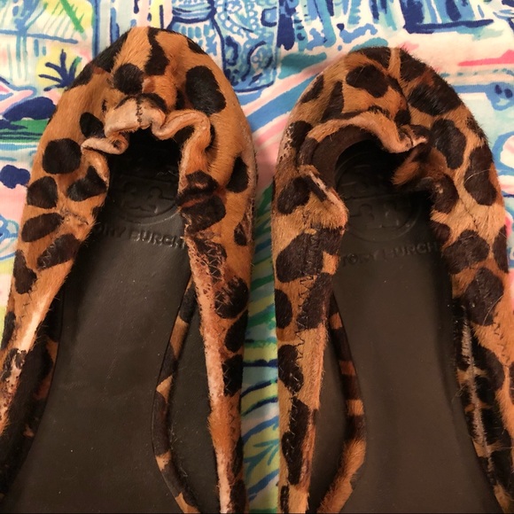 Tory Burch Reva ballet flats leopard pony hair calf animal print elastic size 8 - Picture 5 of 16